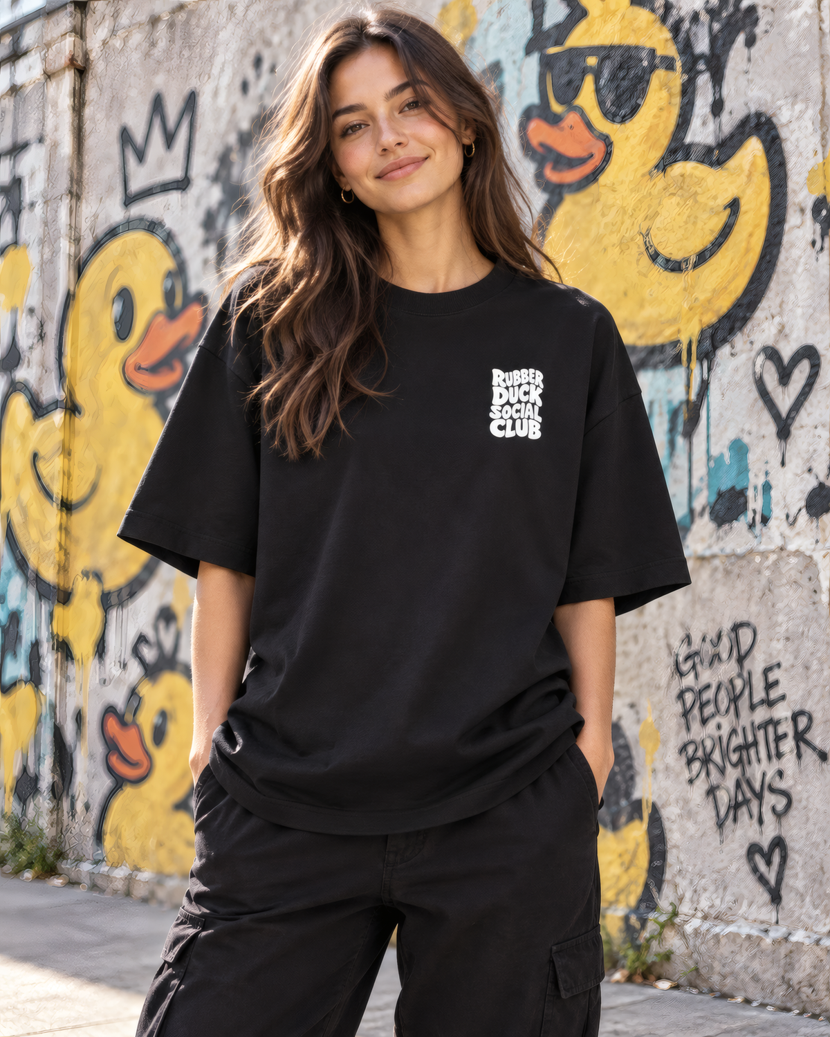 Camiseta Estampada Oversized - Rubber Duck Social Club
