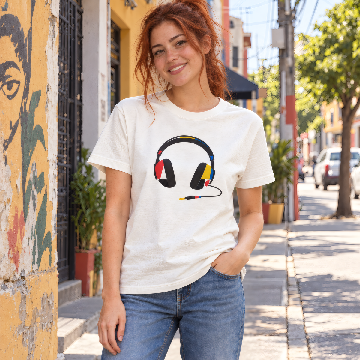 Camiseta Estampada Premium - Bauhaus Headphones