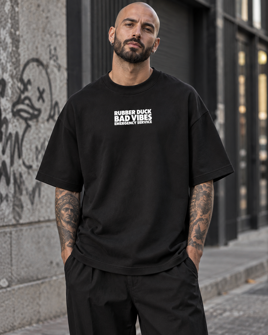 Camiseta Estampada Oversized - Rubber Duck Emergency