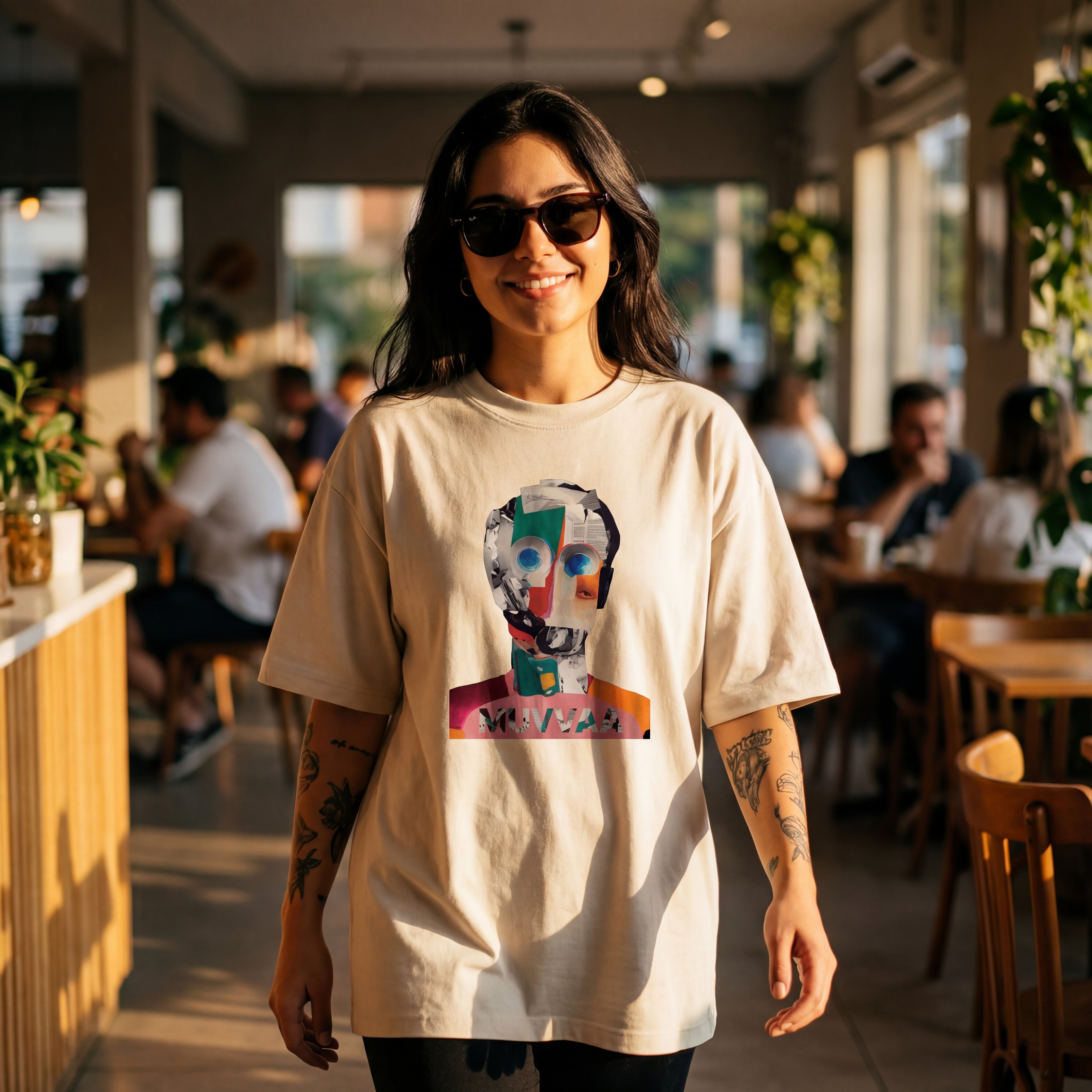 Camiseta Estampada Oversized Colagem