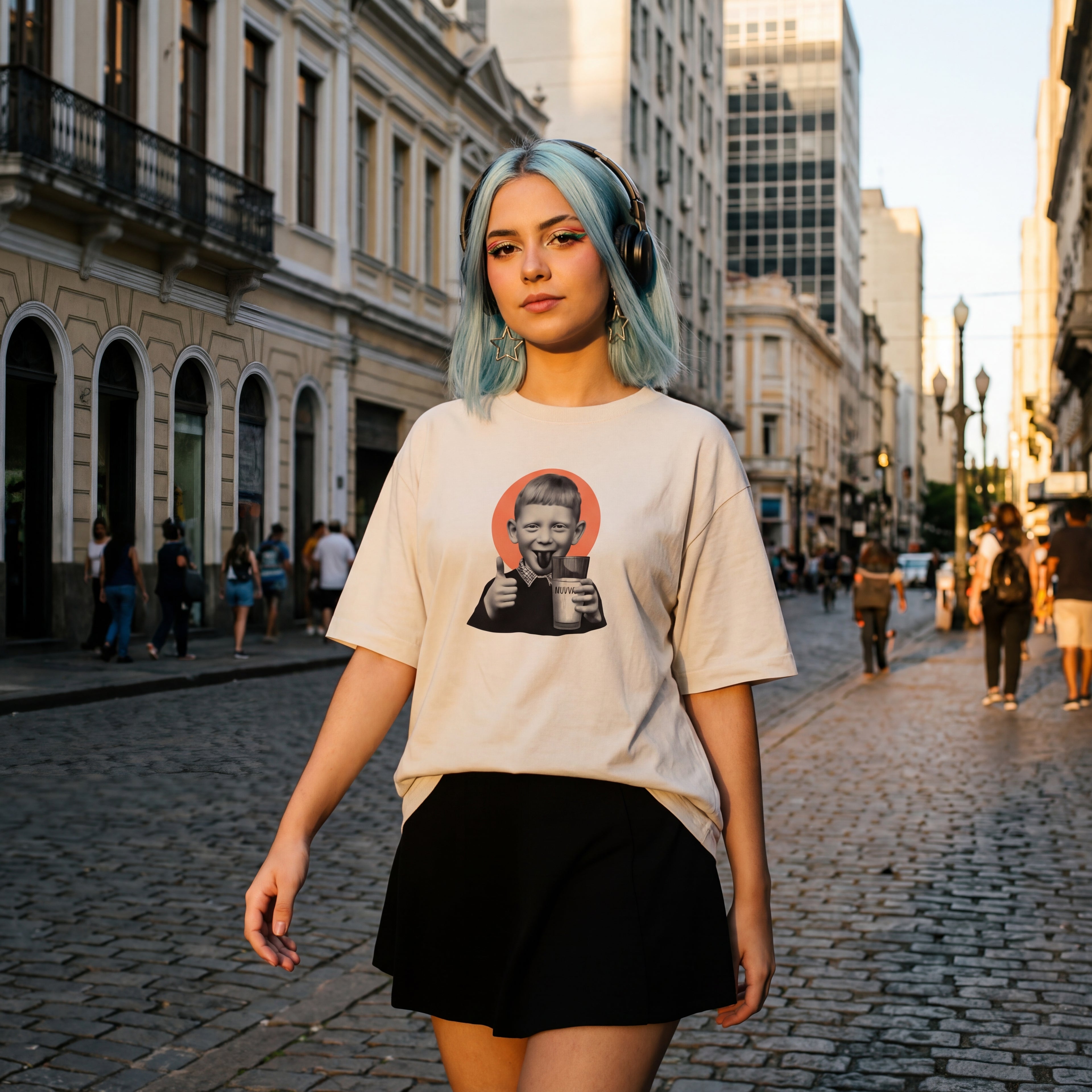 Camiseta Estampada Oversized Drinking Milk