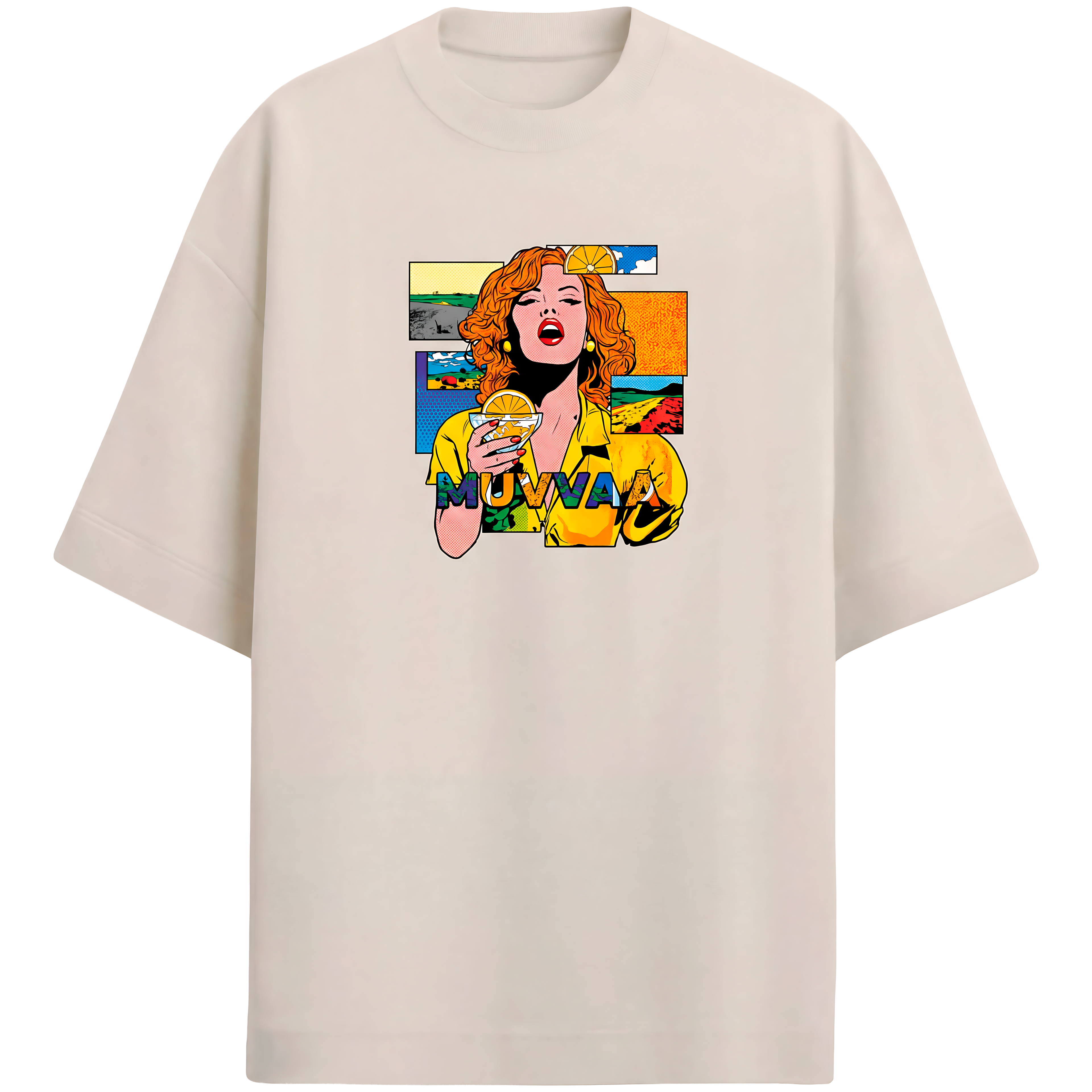 Camiseta Estampada Oversized Drinking Girl