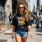 Camiseta Estampada Oversized Drinking Girl