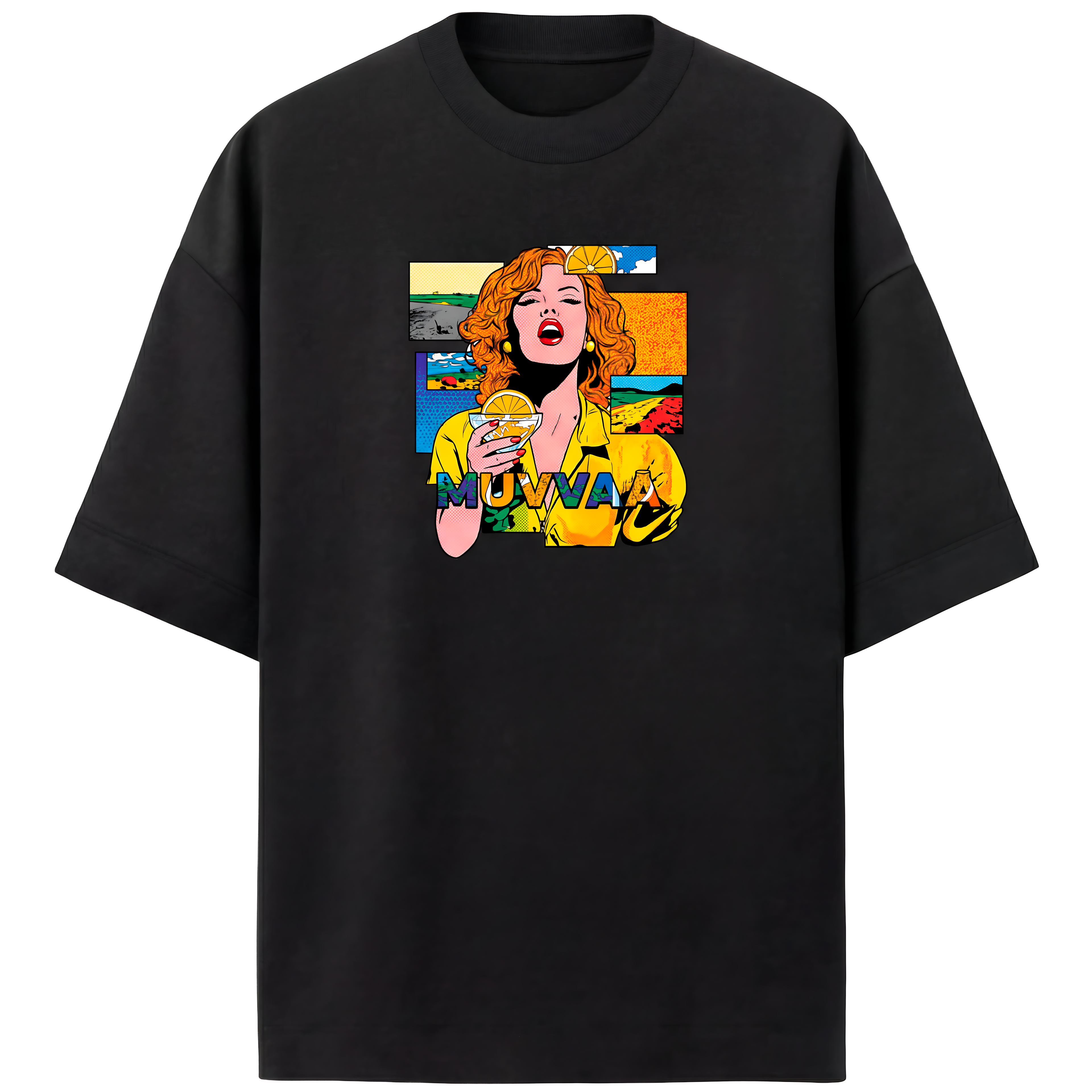 Camiseta Estampada Oversized Drinking Girl