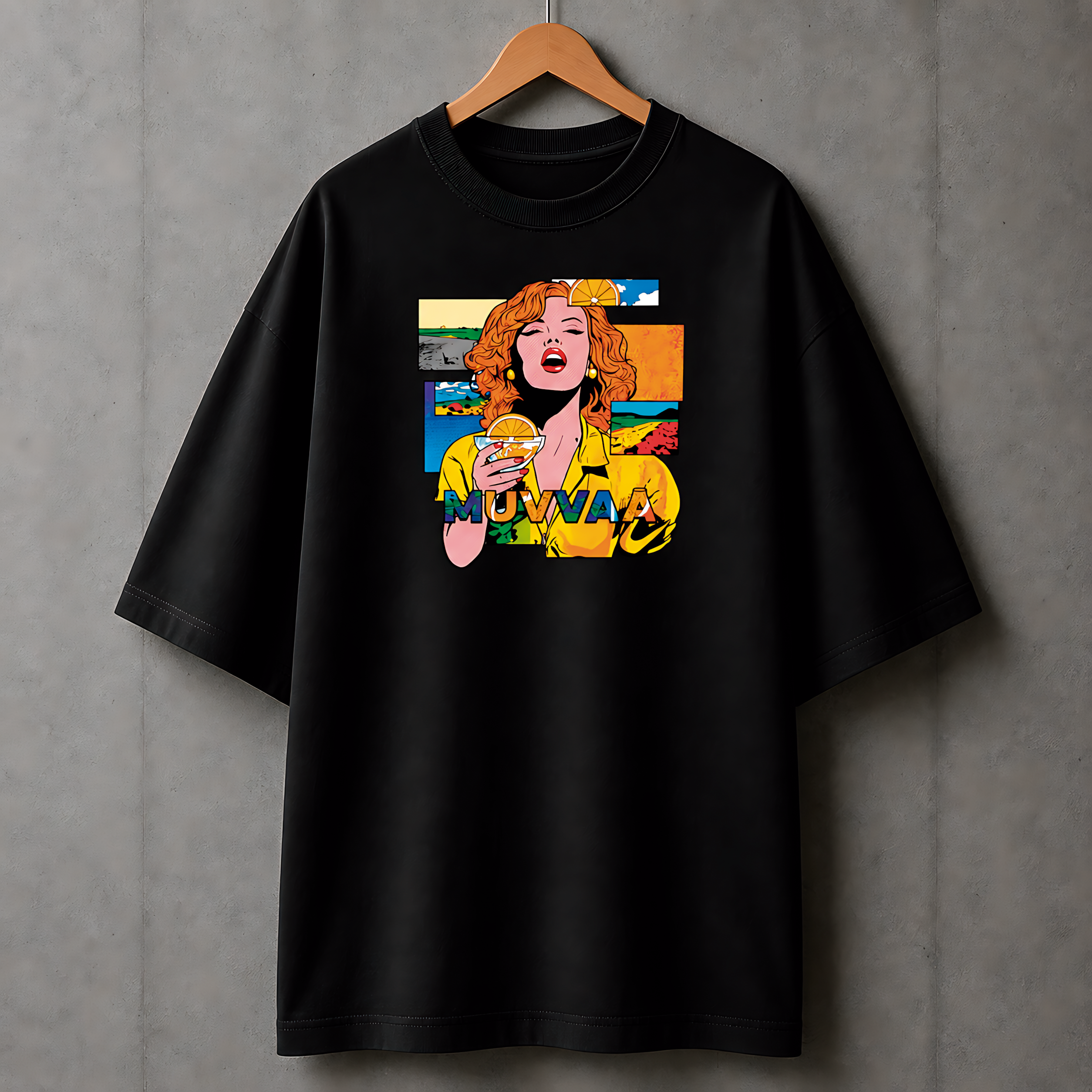 Camiseta Estampada Oversized Drinking Girl