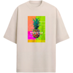 Camiseta Estampada Oversized Glitched Pineapple