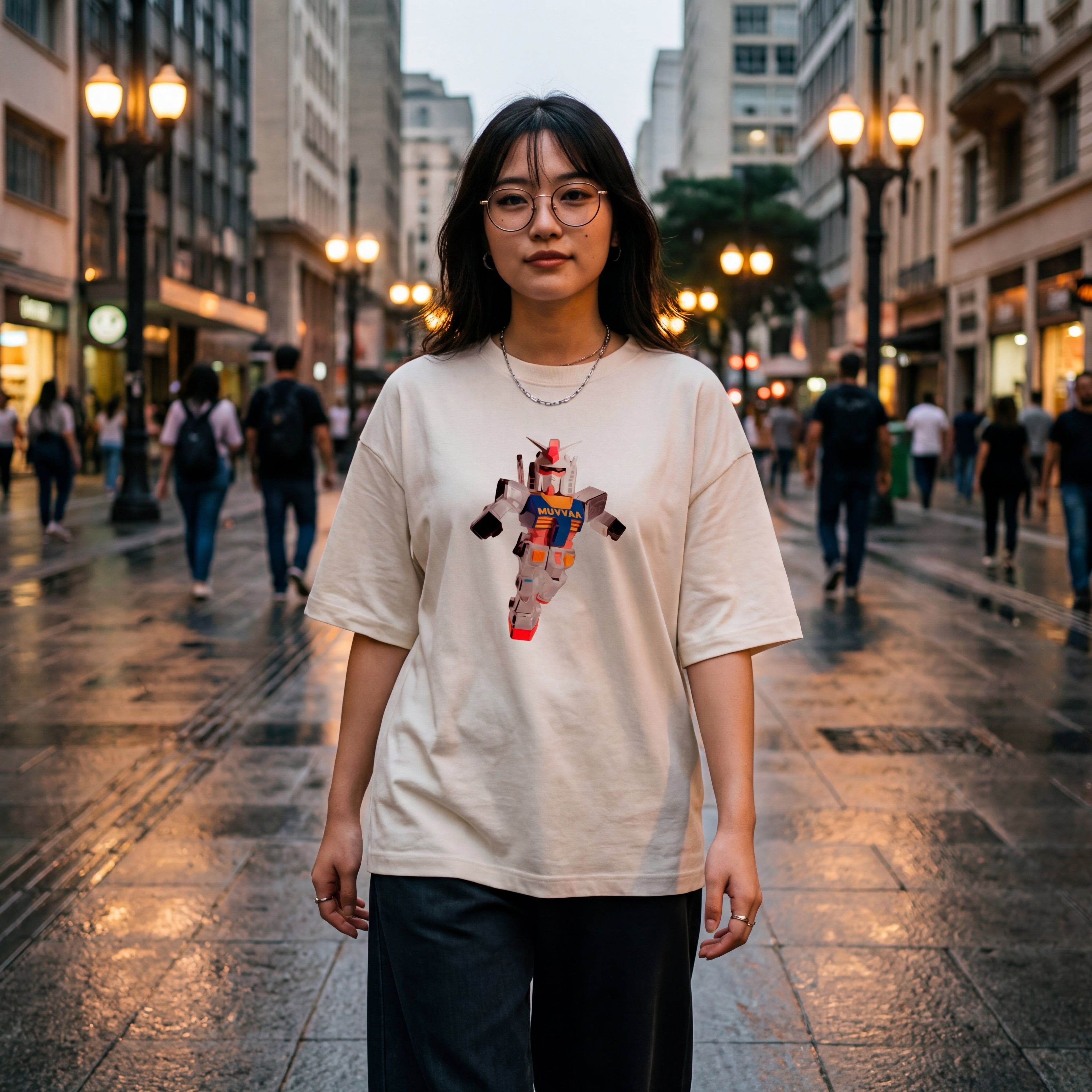 Camiseta Estampada Oversized Mini Gundam