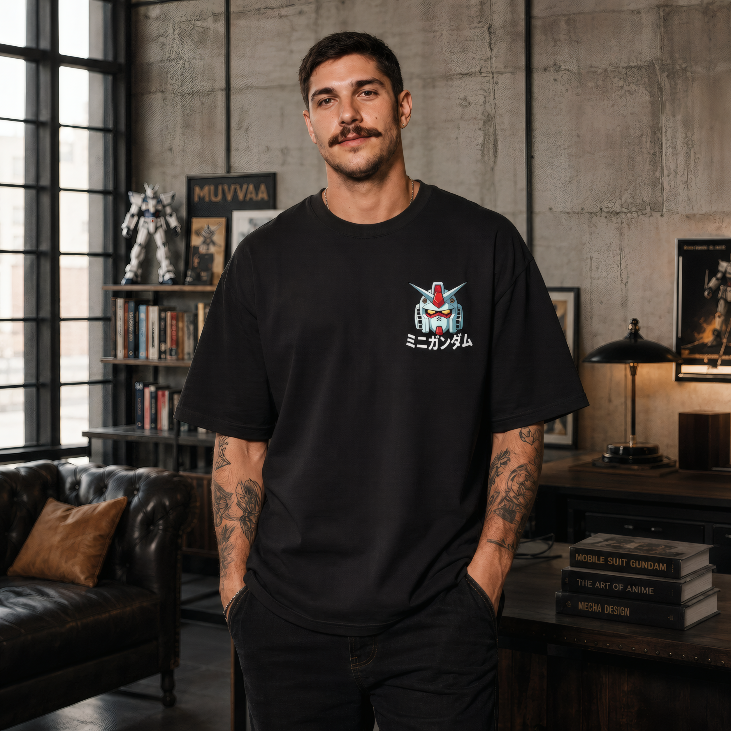 Camiseta Estampada Oversized Mini Gundam