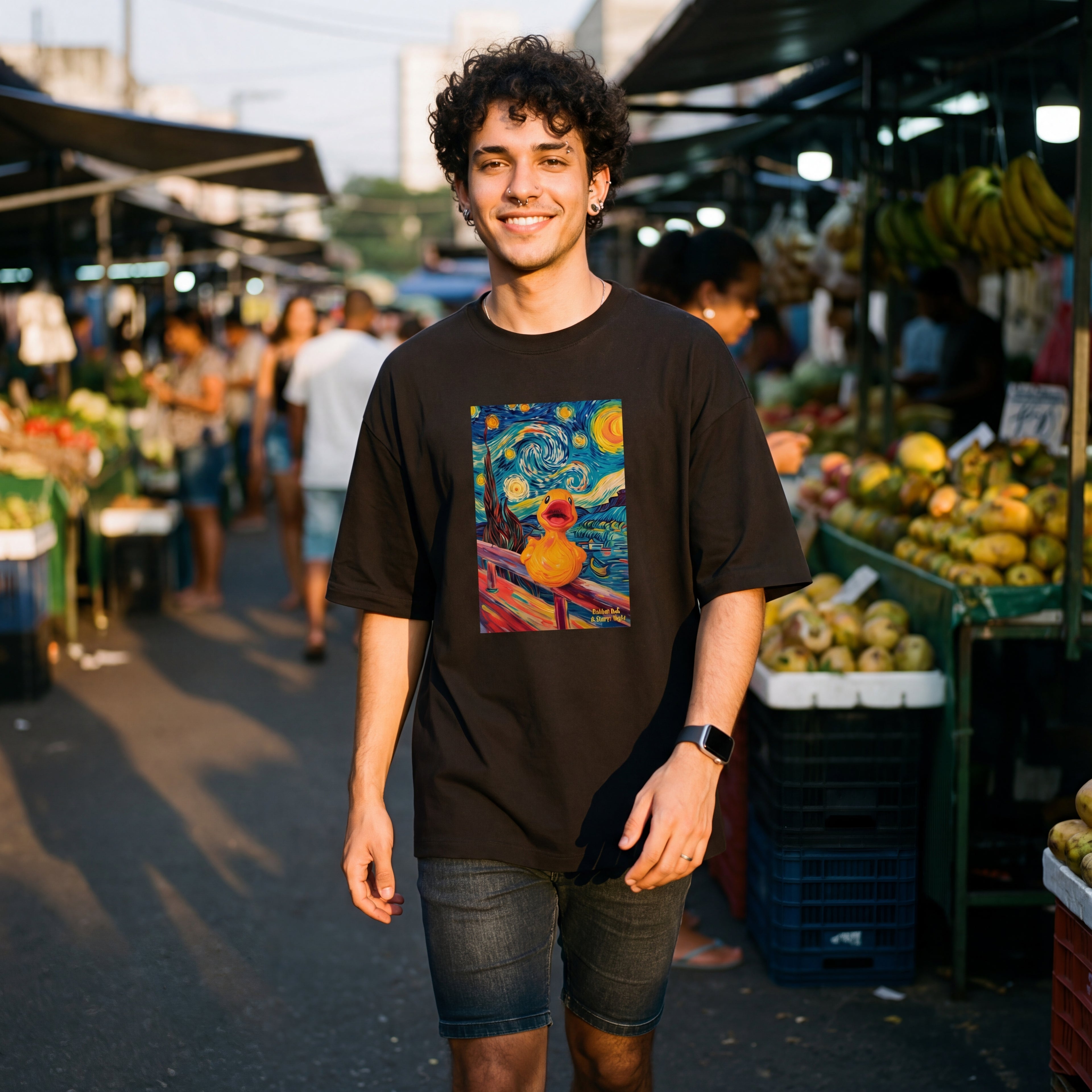 Camiseta Estampada Oversized MV & Rubber Duck - O Grito do Pato