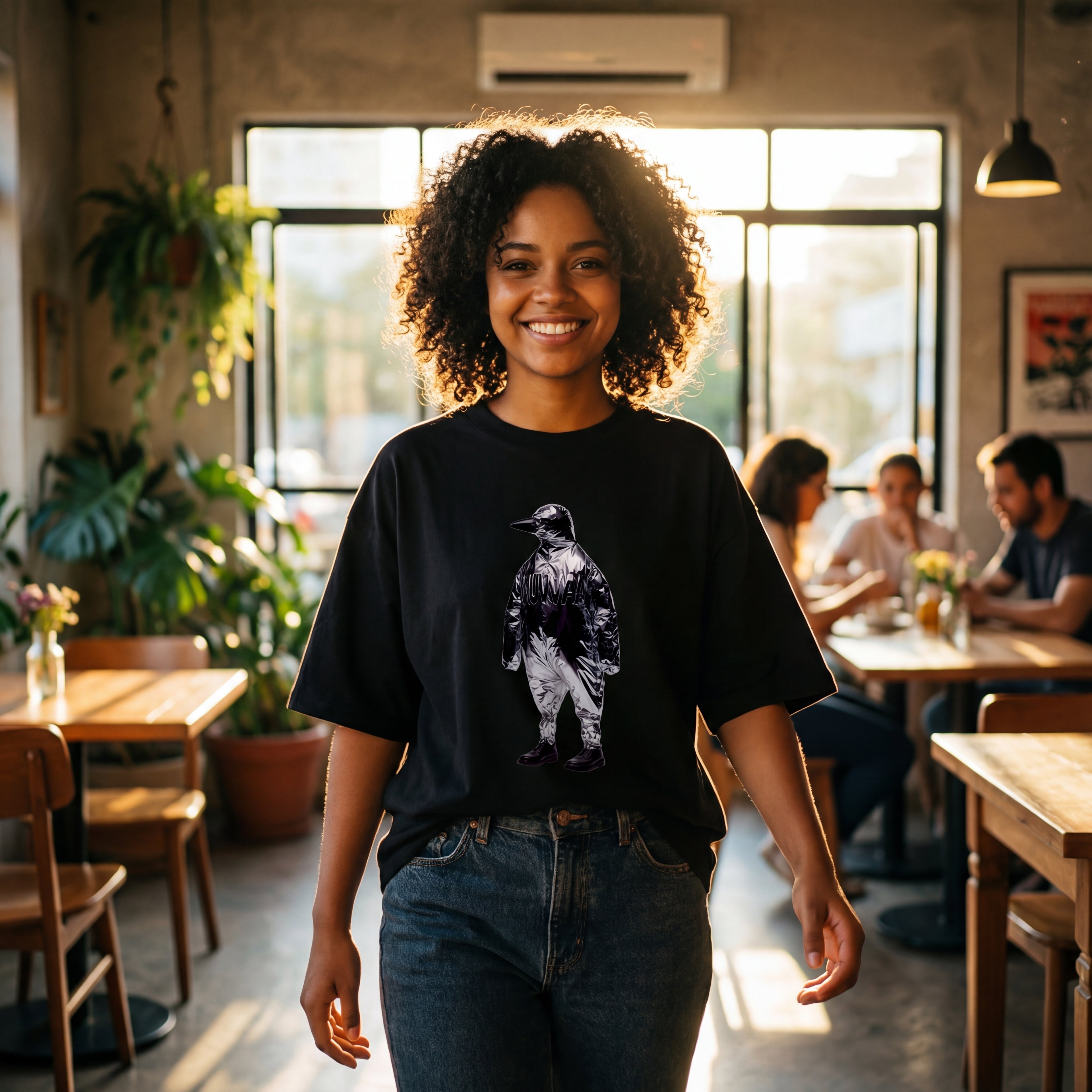 Camiseta Estampada Oversized Penguim