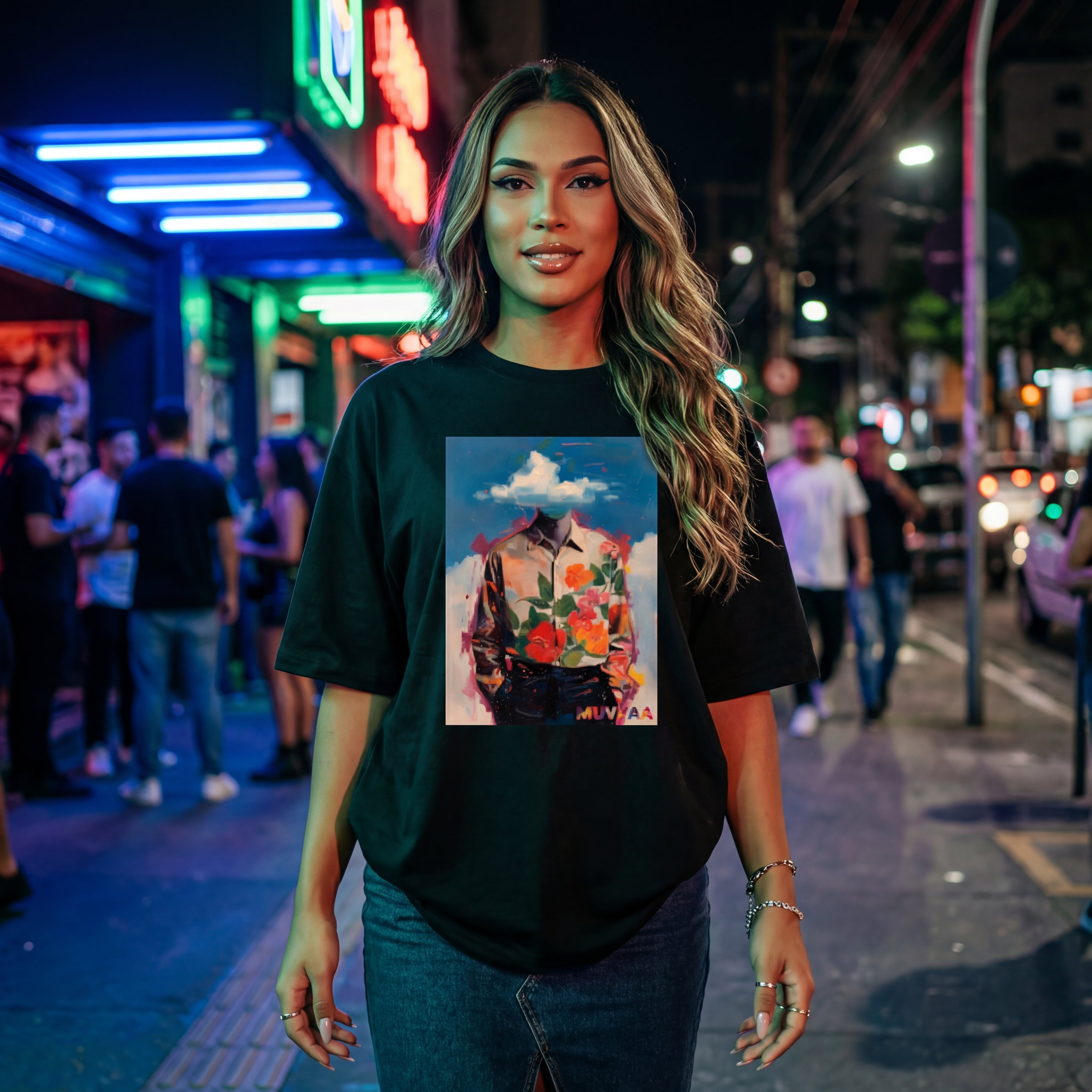 Camiseta Estampada Oversized Roses