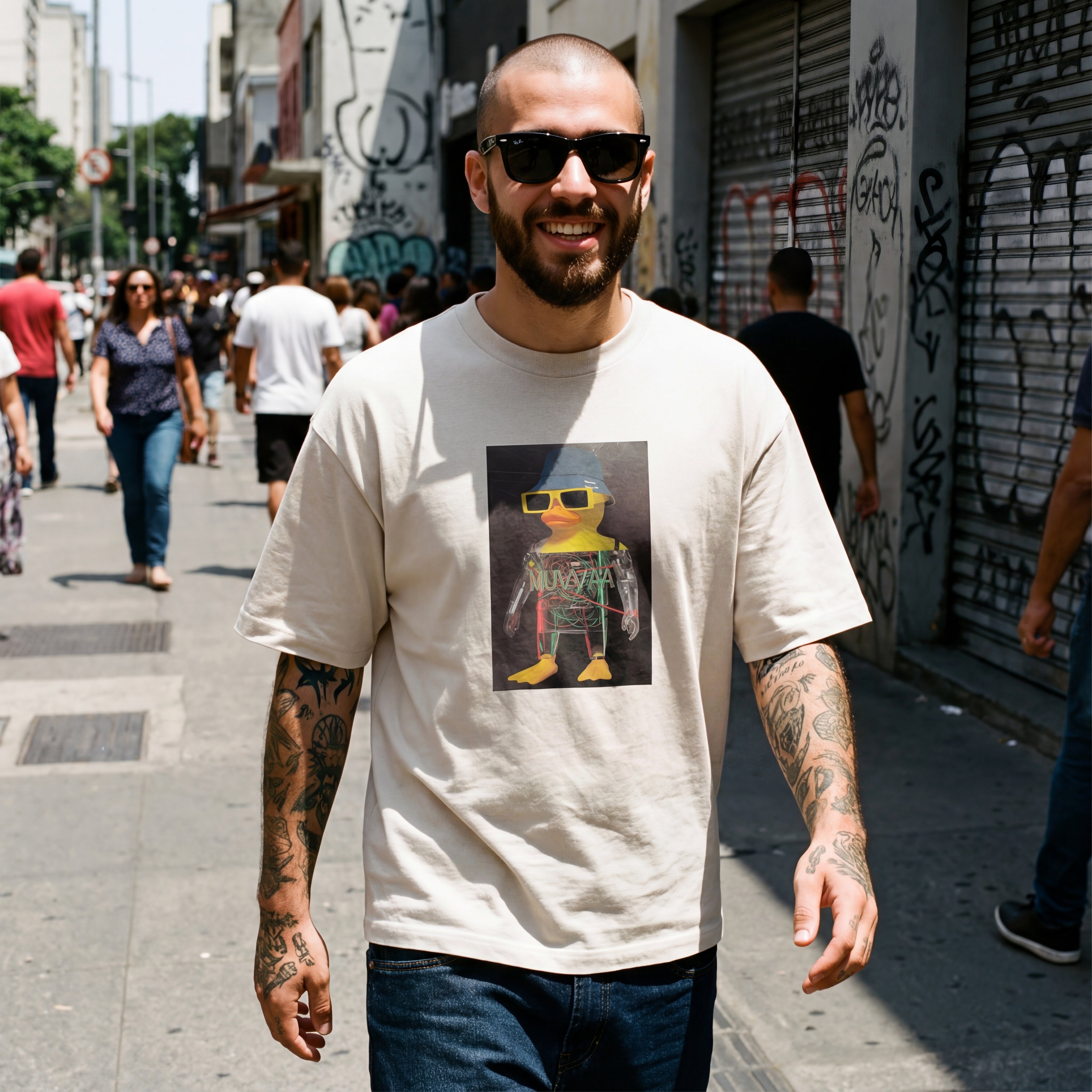 Camiseta Estampada Oversized Wired Duck