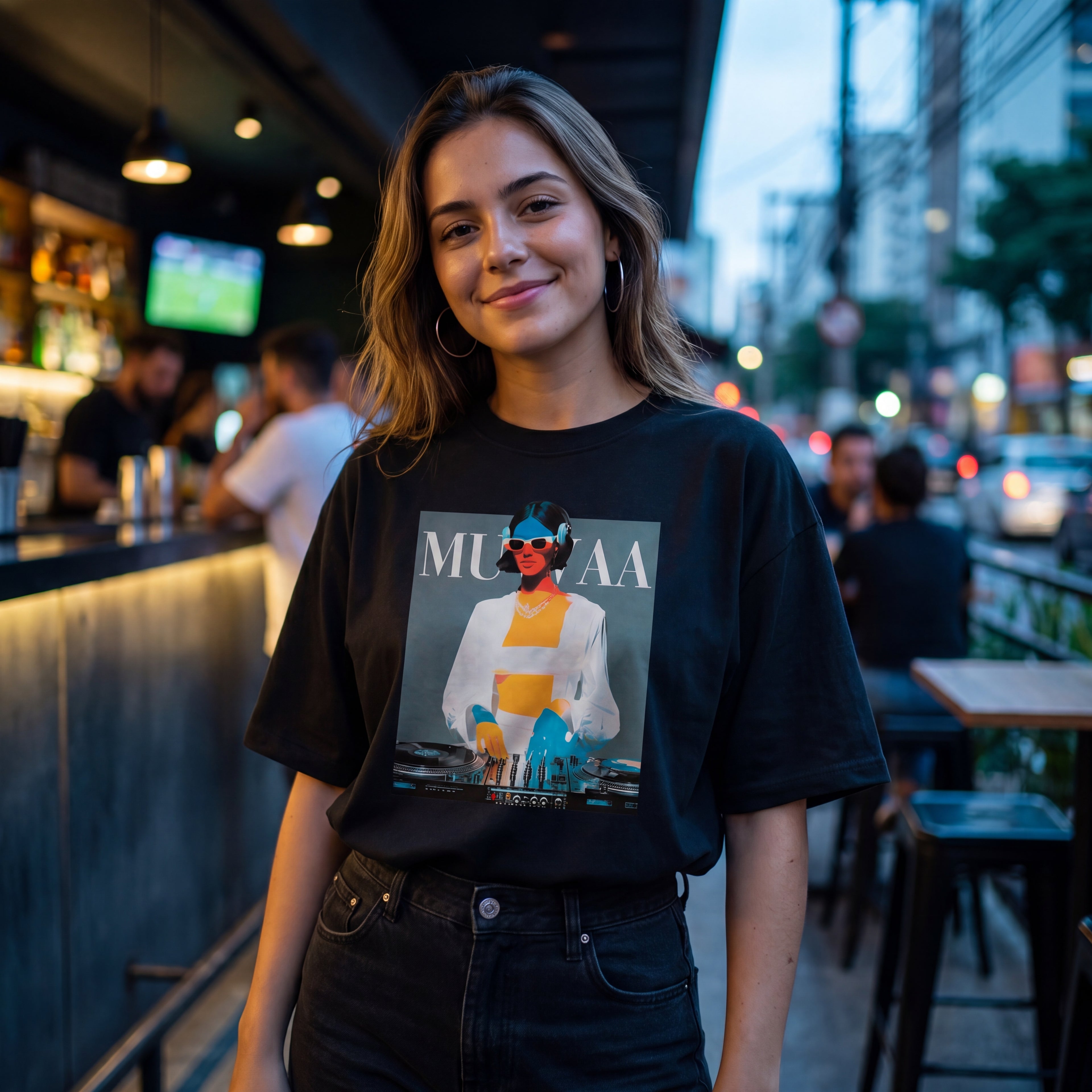 Camiseta Estampada Oversized She's a DJ