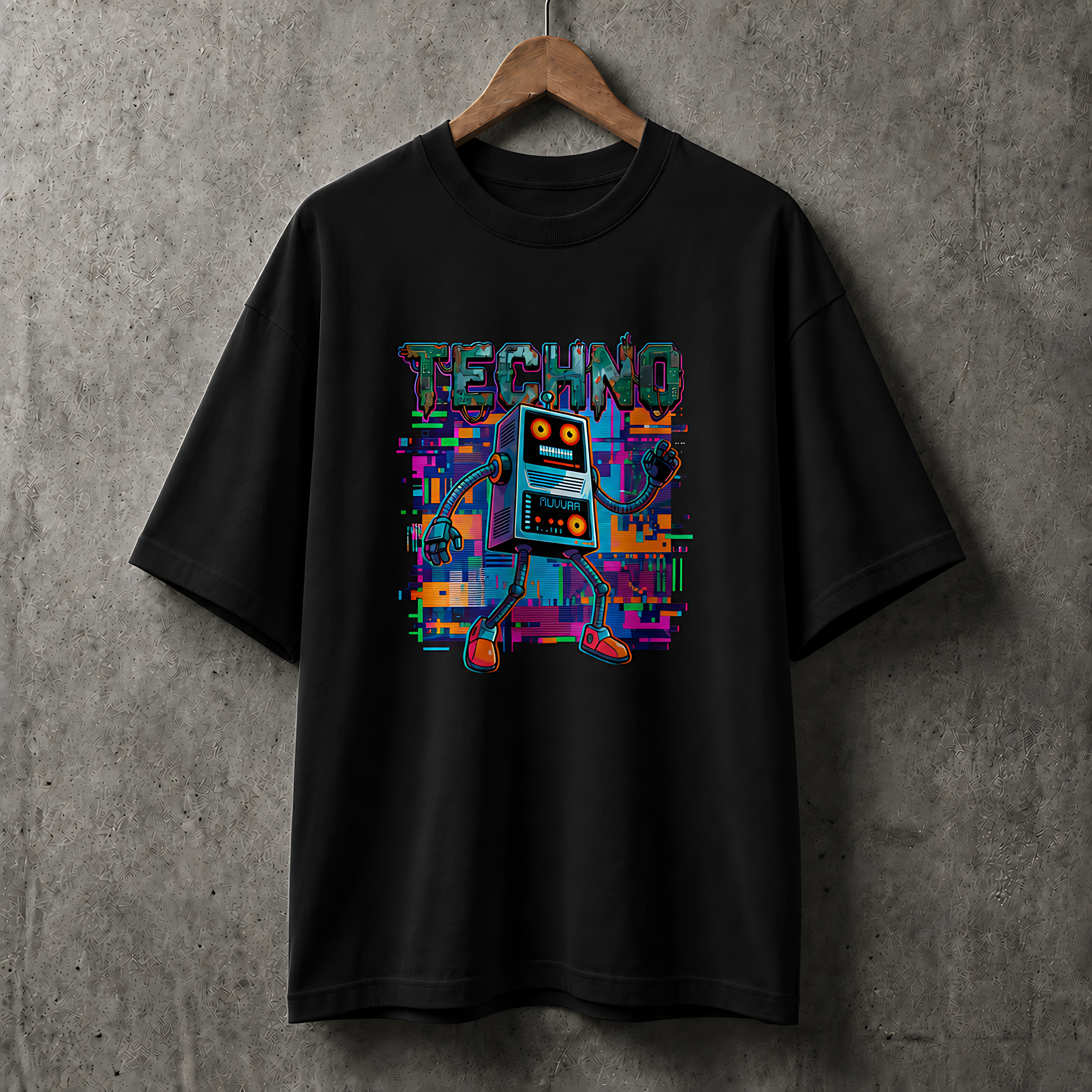 Camiseta Estampada Oversized Techno Robot