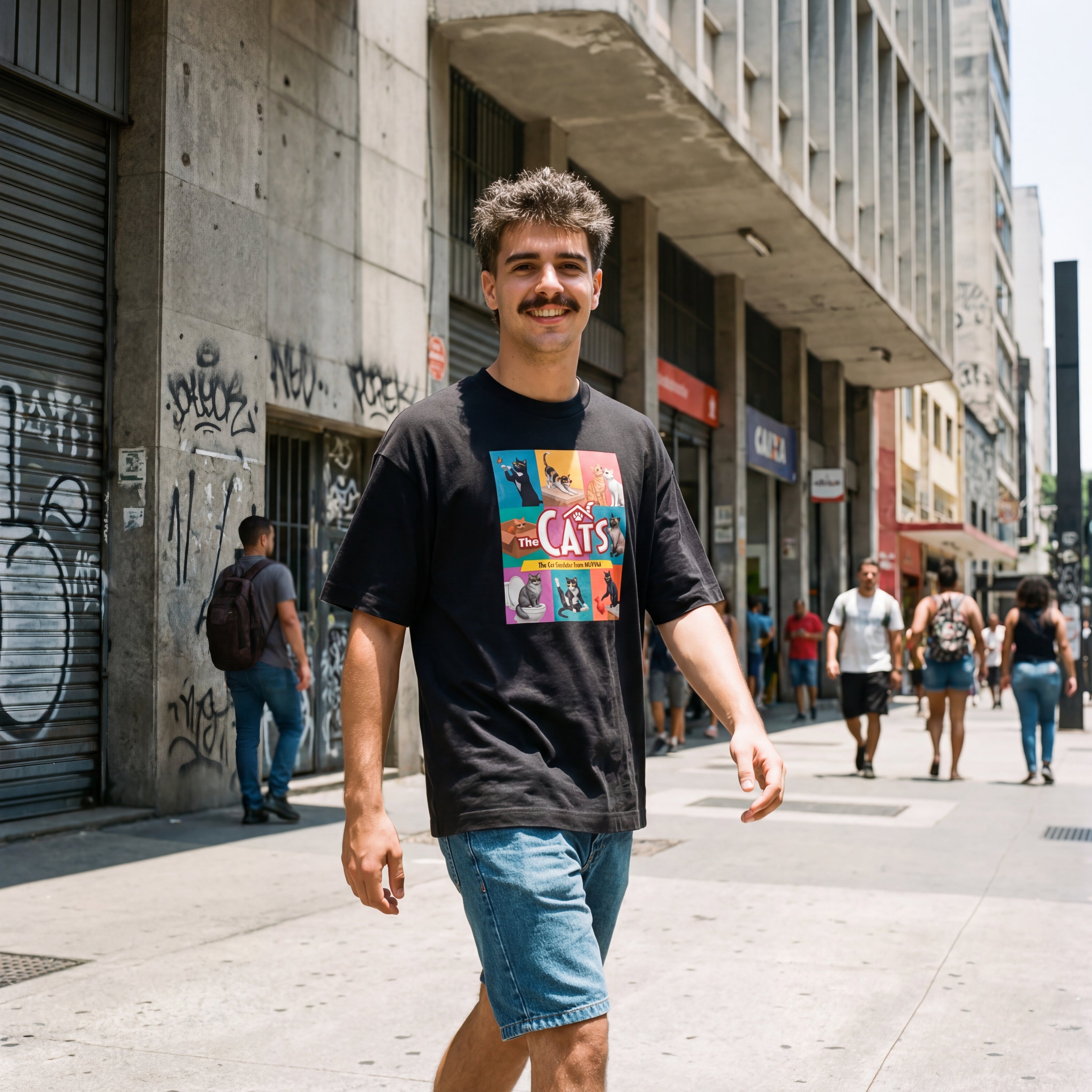 Camiseta Estampada Oversized The Cats