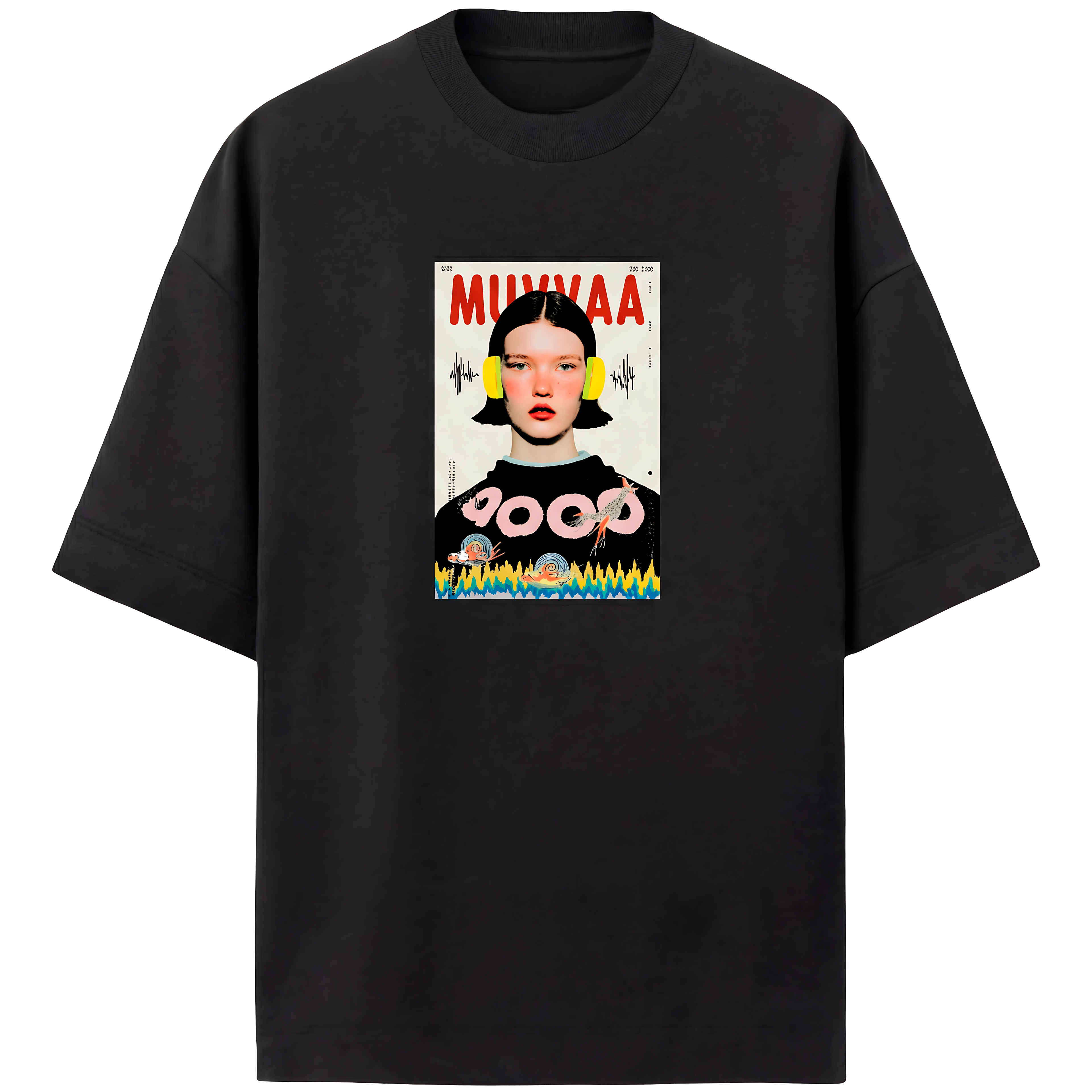 Camiseta Estampada Oversized Waveform