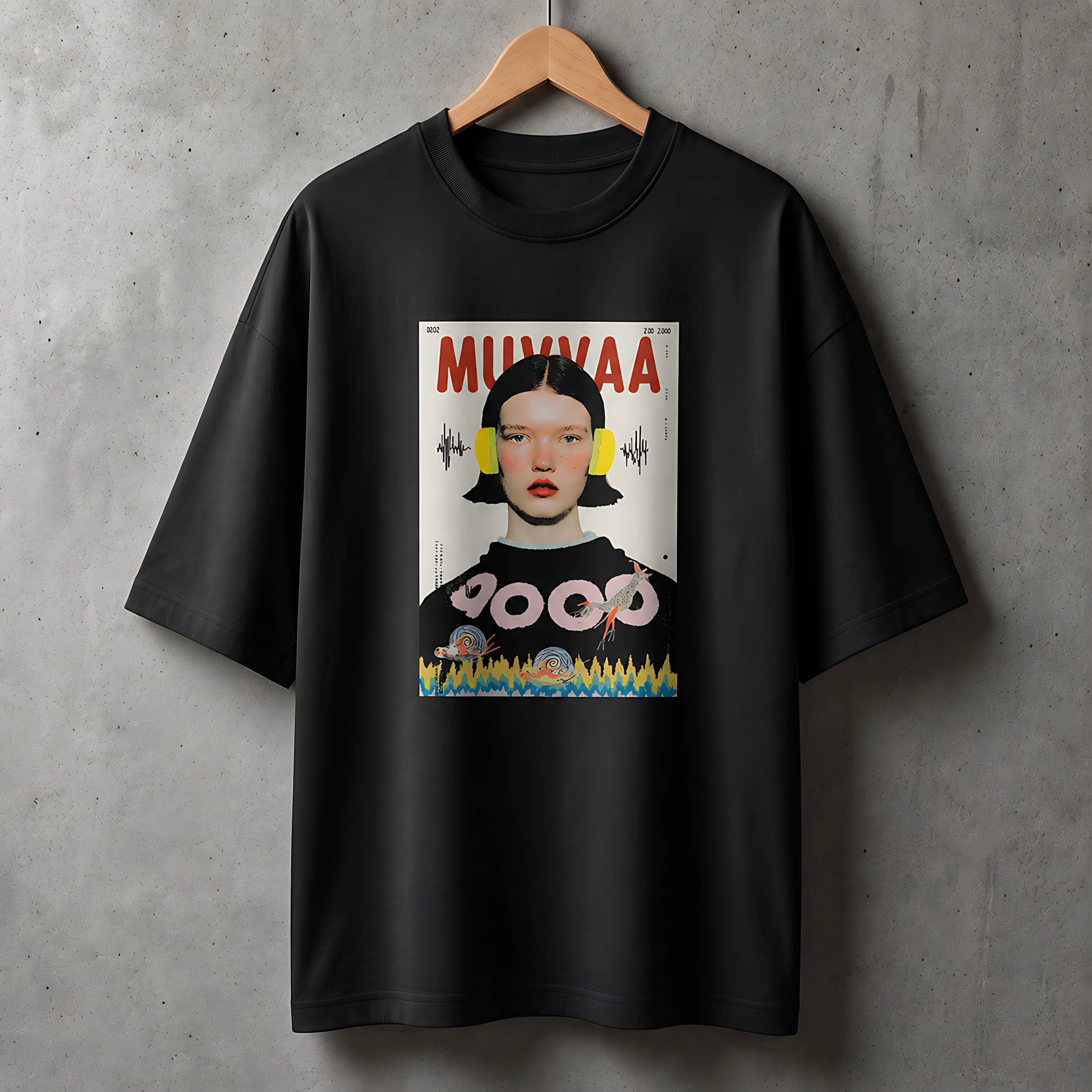 Camiseta Estampada Oversized Waveform